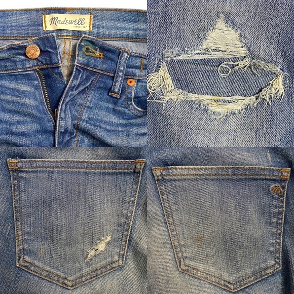 Madewell High Riser Skinny Stretch Jeans Distressed Whiskering Fading 26 - Picture 12 of 15